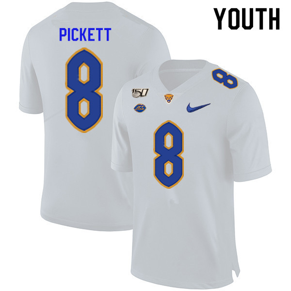 2019 Youth #8 Kenny Pickett Pitt Panthers College Football Jerseys Sale-White